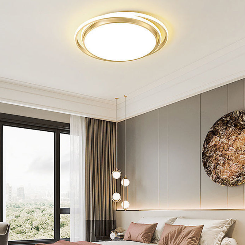 Modern Luxury Round Aluminum Iron Acrylic Shade LED Flush Mount Ceiling Light For Living Room