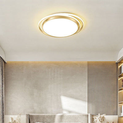 Modern Luxury Round Aluminum Iron Acrylic Shade LED Flush Mount Ceiling Light For Living Room