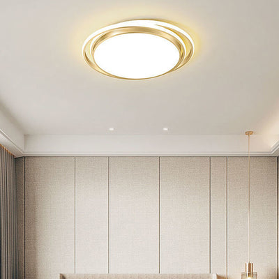 Modern Luxury Round Aluminum Iron Acrylic Shade LED Flush Mount Ceiling Light For Living Room