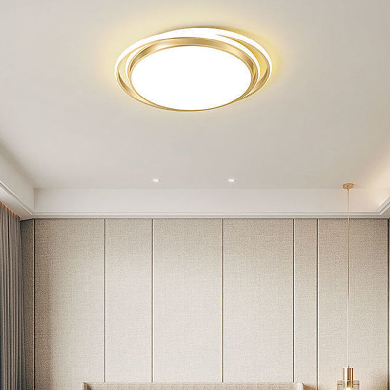 Modern Luxury Round Aluminum Iron Acrylic Shade LED Flush Mount Ceiling Light For Living Room