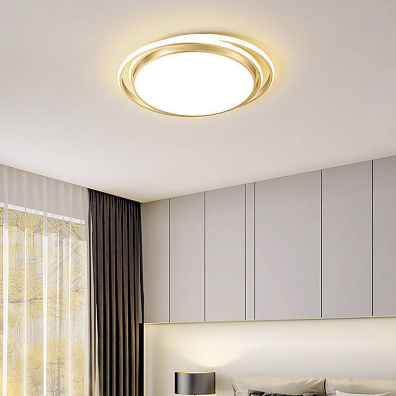 Modern Luxury Round Aluminum Iron Acrylic Shade LED Flush Mount Ceiling Light For Living Room