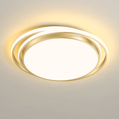 Modern Luxury Round Aluminum Iron Acrylic Shade LED Flush Mount Ceiling Light For Living Room