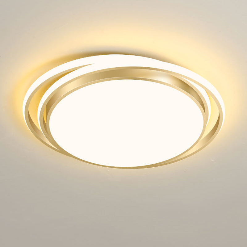 Modern Luxury Round Aluminum Iron Acrylic Shade LED Flush Mount Ceiling Light For Living Room
