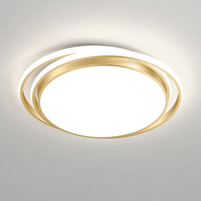 Modern Luxury Round Aluminum Iron Acrylic Shade LED Flush Mount Ceiling Light For Living Room