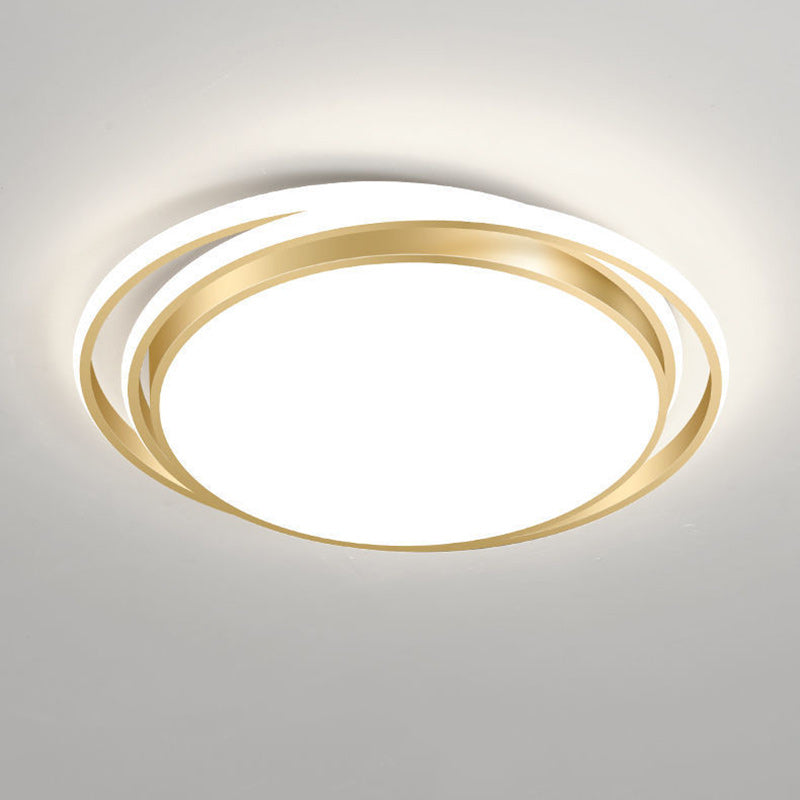 Modern Luxury Round Aluminum Iron Acrylic Shade LED Flush Mount Ceiling Light For Living Room