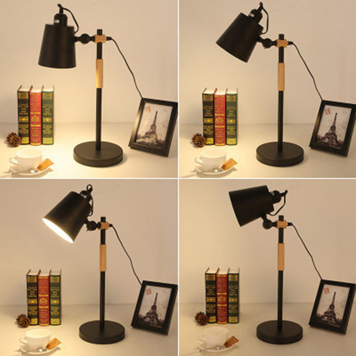 Lampe de bureau moderne minimaliste en bois cylindrique à 1 lumière pour chambre 
