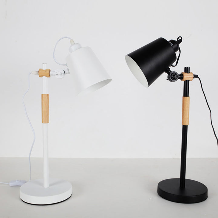 Lampe de bureau moderne minimaliste en bois cylindrique à 1 lumière pour chambre 
