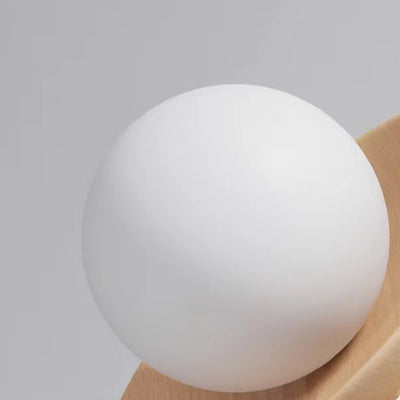Contemporary Nordic Round Globe Wood Glass 1-Light Semi-Flush Mount Ceiling Light For Living Room