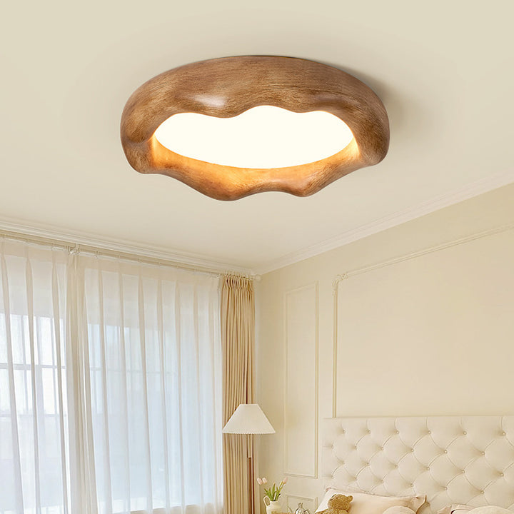 Contemporary Nordic Round Iceberg Shape Iron Frame Resin LED Flush Mount Ceiling Light For Bedroom