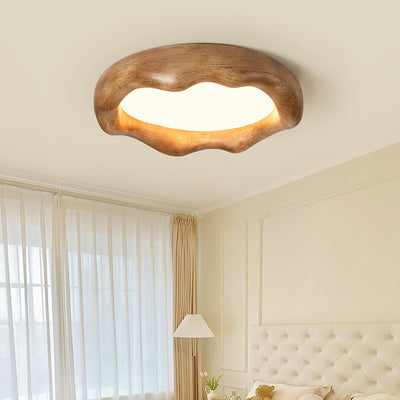 Contemporary Nordic Round Iceberg Shape Iron Frame Resin LED Flush Mount Ceiling Light For Bedroom