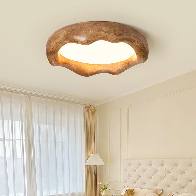 Contemporary Nordic Round Iceberg Shape Iron Frame Resin LED Flush Mount Ceiling Light For Bedroom