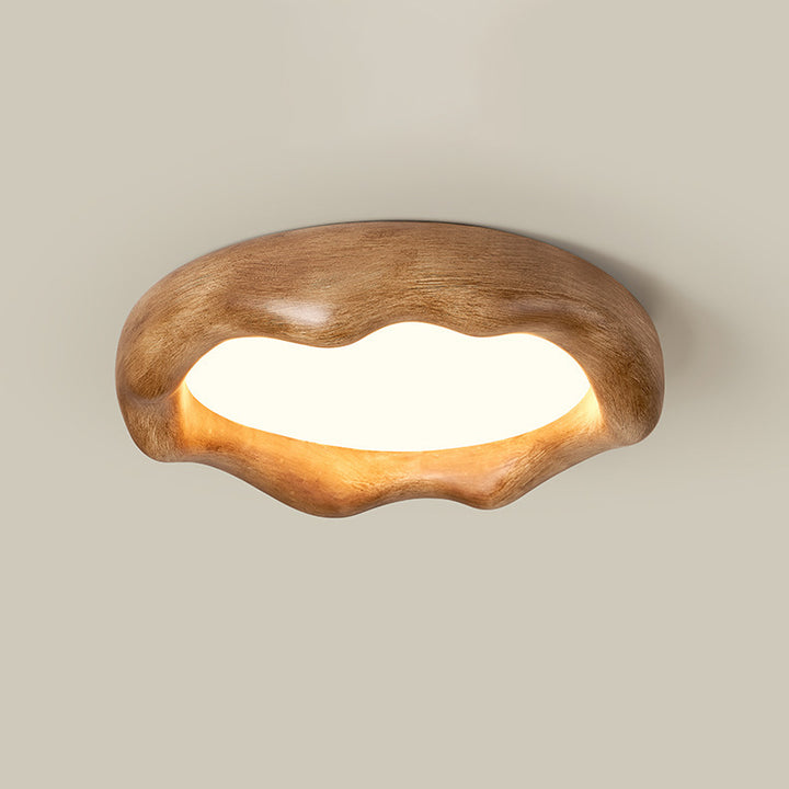 Contemporary Nordic Round Iceberg Shape Iron Frame Resin LED Flush Mount Ceiling Light For Bedroom