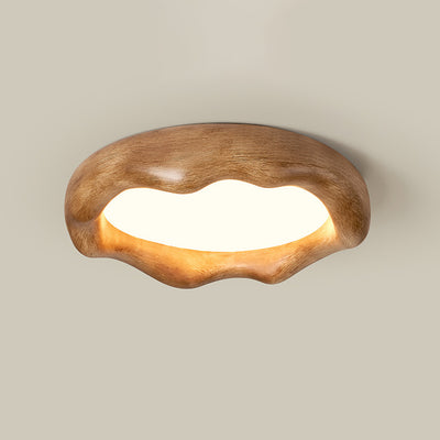 Contemporary Nordic Round Iceberg Shape Iron Frame Resin LED Flush Mount Ceiling Light For Bedroom