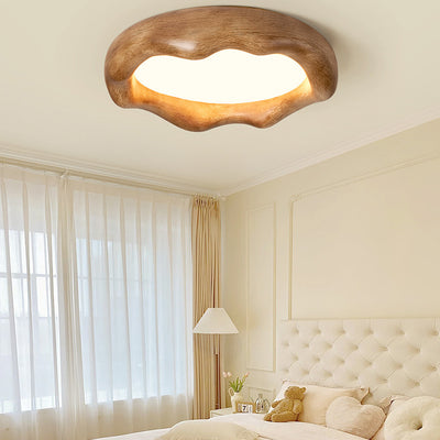 Contemporary Nordic Round Iceberg Shape Iron Frame Resin LED Flush Mount Ceiling Light For Bedroom
