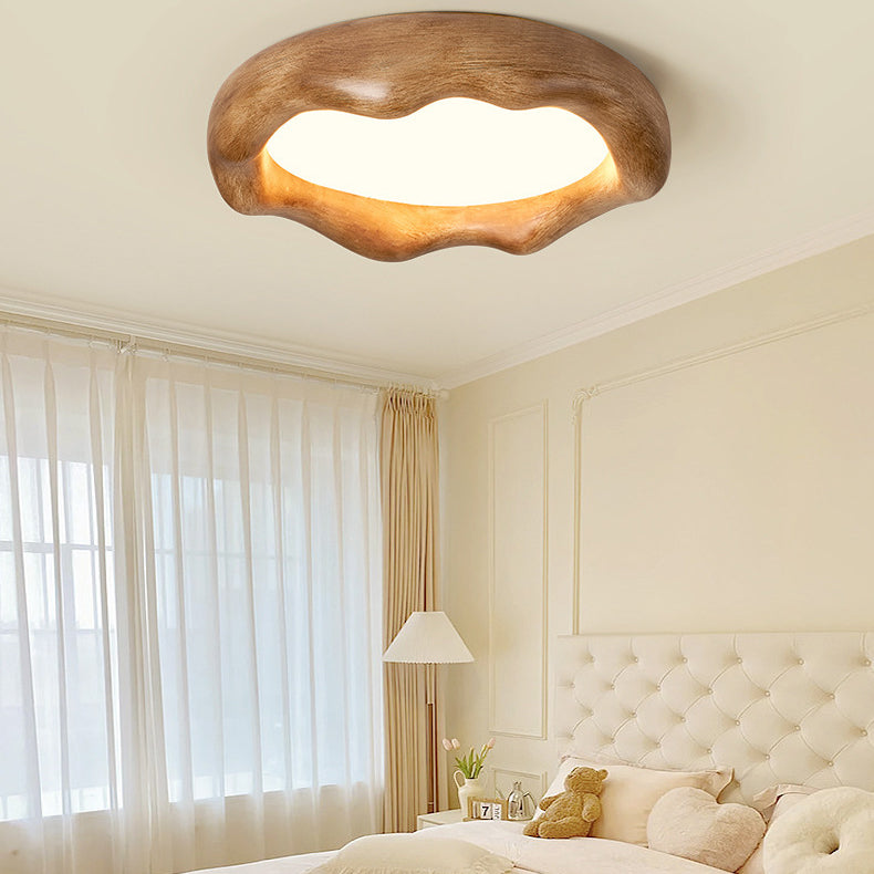 Contemporary Nordic Round Iceberg Shape Iron Frame Resin LED Flush Mount Ceiling Light For Bedroom