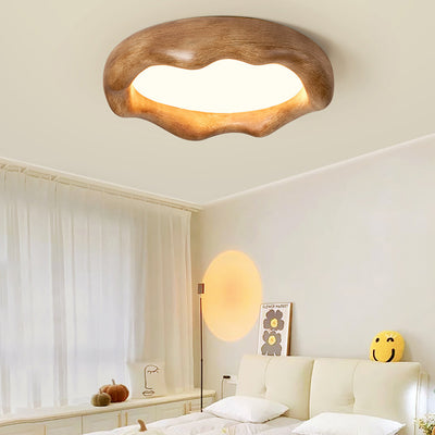 Contemporary Nordic Round Iceberg Shape Iron Frame Resin LED Flush Mount Ceiling Light For Bedroom
