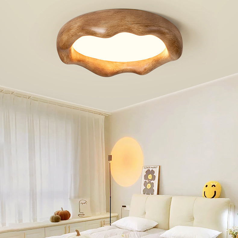 Contemporary Nordic Round Iceberg Shape Iron Frame Resin LED Flush Mount Ceiling Light For Bedroom