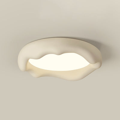 Contemporary Nordic Round Iceberg Shape Iron Frame Resin LED Flush Mount Ceiling Light For Bedroom