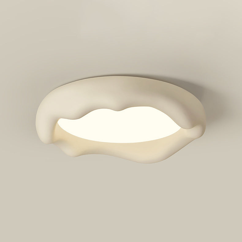 Contemporary Nordic Round Iceberg Shape Iron Frame Resin LED Flush Mount Ceiling Light For Bedroom