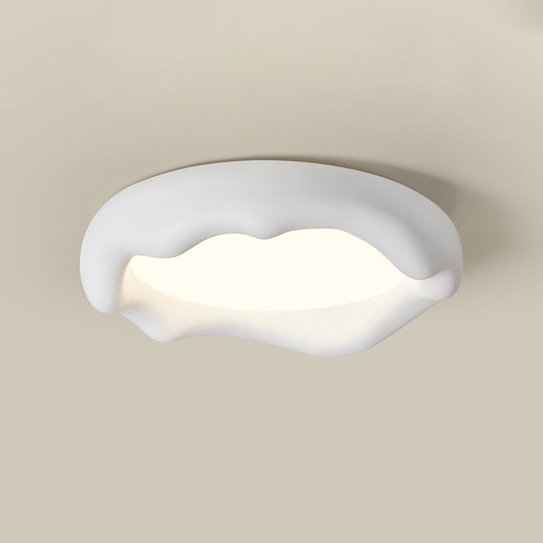 Contemporary Nordic Round Iceberg Shape Iron Frame Resin LED Flush Mount Ceiling Light For Bedroom