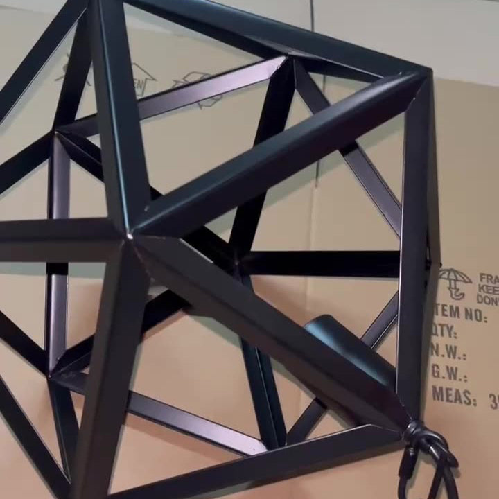 Contemporary Industrial Polygonal Diamond Iron Frame 1-Light Pendant Light For Living Room