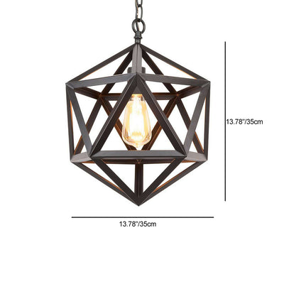 Contemporary Industrial Polygonal Diamond Iron Frame 1-Light Pendant Light For Living Room