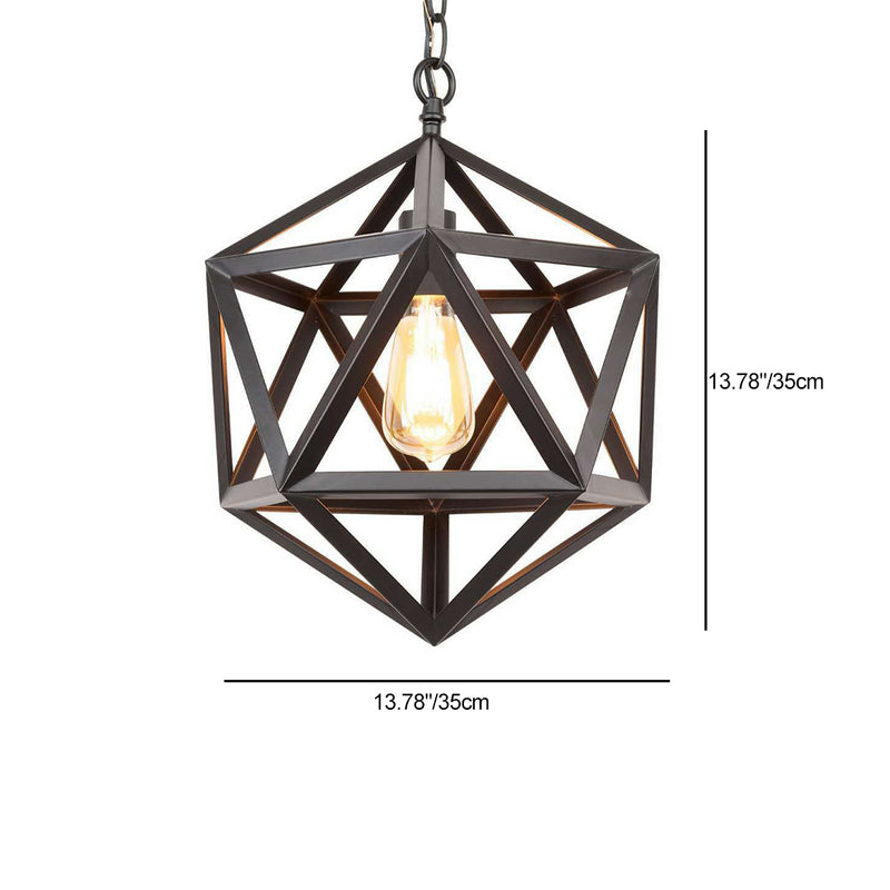 Contemporary Industrial Polygonal Diamond Iron Frame 1-Light Pendant Light For Living Room