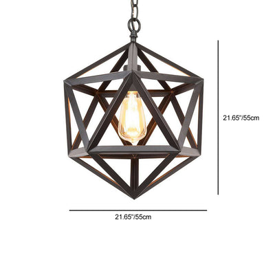 Contemporary Industrial Polygonal Diamond Iron Frame 1-Light Pendant Light For Living Room