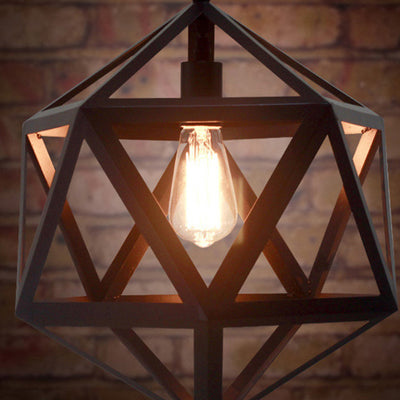 Contemporary Industrial Polygonal Diamond Iron Frame 1-Light Pendant Light For Living Room