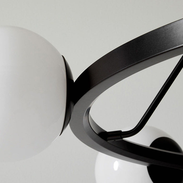 Moderner minimalistischer runder Kugel-Eisenrahmen Glas-Schirm 5-Licht Kronleuchter für Wohnzimmer 