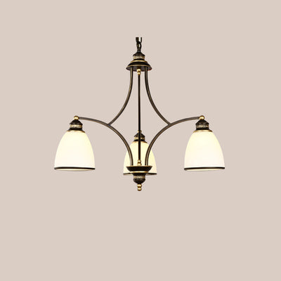 Contemporary Retro Branch Round Cup Shape Glass Shade Metal Frame 3/6/8 Light Chandelier For Living Room