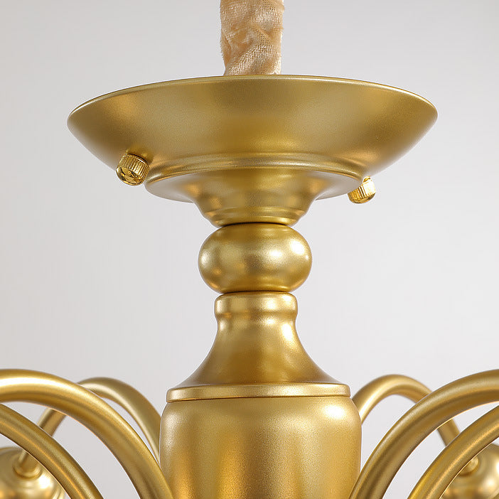 Traditional French Branch Curved Rod Flared Flower Iron Glass 5/6/8/10 Light Chandelier For Living Room