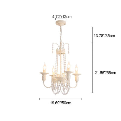 Traditional French Curved Rod Branch Candelabra Iron Frame Crystal 4/6/8 Light Chandelier For Living Room