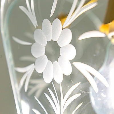 Moderne Mid-Century Quadrilateral Oval Floral Glasschirm Eisenrahmen 1-Licht Pendelleuchte für das Wohnzimmer 