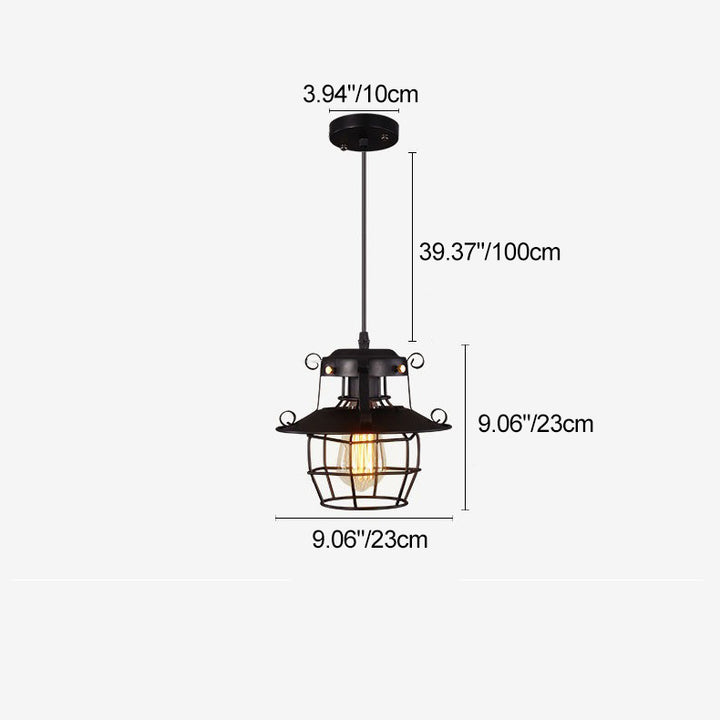 Contemporary Industrial Round Hollow Out Iron Cage 1-Light Pendant Light For Living Room