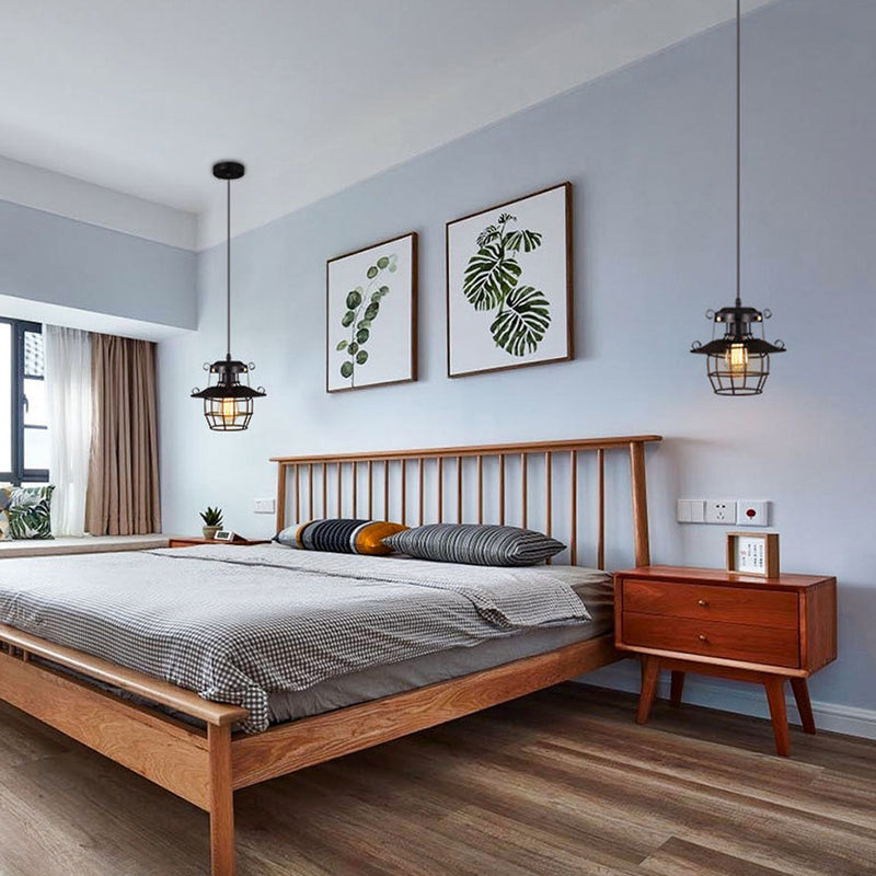 Contemporary Industrial Round Hollow Out Iron Cage 1-Light Pendant Light For Living Room