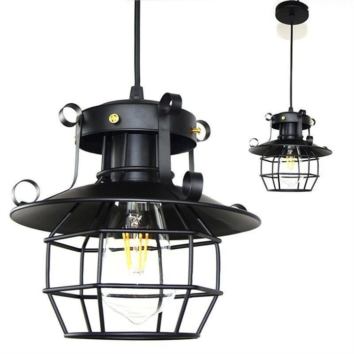 Contemporary Industrial Round Hollow Out Iron Cage 1-Light Pendant Light For Living Room