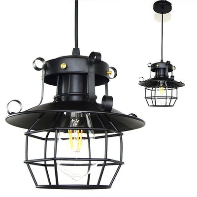 Contemporary Industrial Round Hollow Out Iron Cage 1-Light Pendant Light For Living Room
