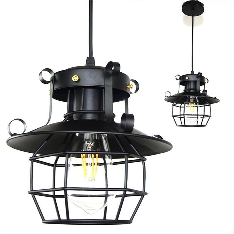 Contemporary Industrial Round Hollow Out Iron Cage 1-Light Pendant Light For Living Room