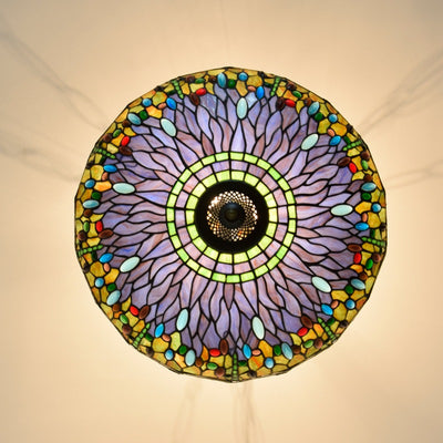 Traditional Tiffany Round Dome Dragonfly Iron Stained Glass 3-Light Chandelier For Living Room