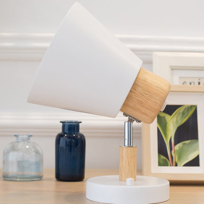 Moderne minimalistische runde Hornform Holz Eisen 1-Licht Wandleuchte für Schlafzimmer 