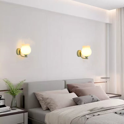 Contemporary Creative Cylinder Flower Iron Glass Shade 1-Light Wall Sconce Lamp For Living Room