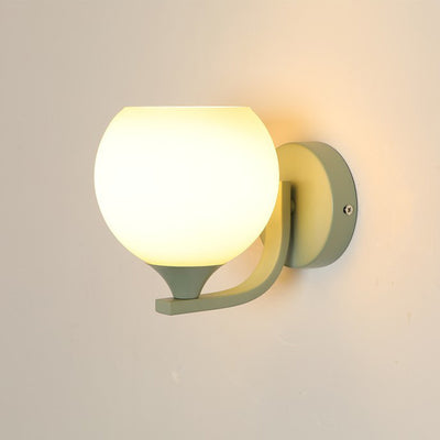 Contemporary Creative Cylinder Flower Iron Glass Shade 1-Light Wall Sconce Lamp For Living Room