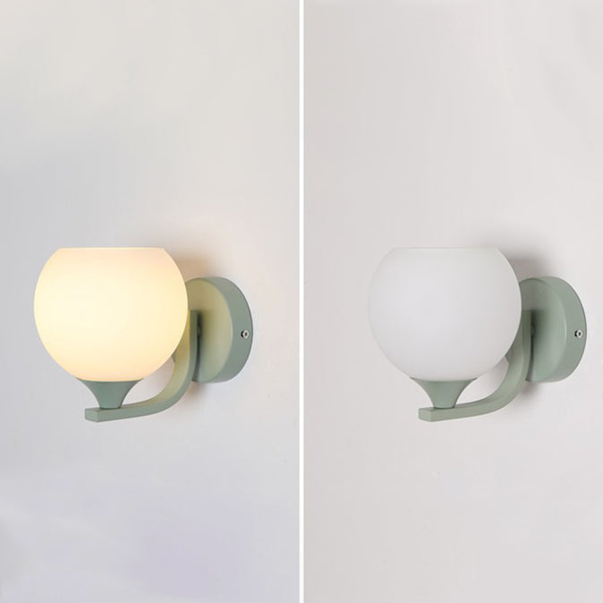 Contemporary Creative Cylinder Flower Iron Glass Shade 1-Light Wall Sconce Lamp For Living Room