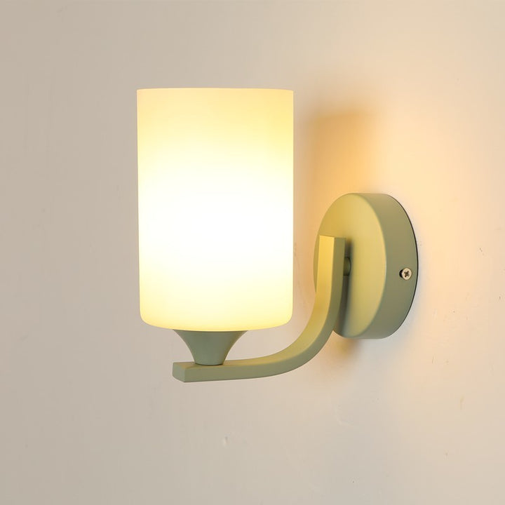 Zeitgenössische kreative Zylinderblume Eisen-Glas-Schirm 1-Licht-Wandleuchte für Wohnzimmer 