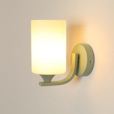Contemporary Creative Cylinder Flower Iron Glass Shade 1-Light Wall Sconce Lamp For Living Room