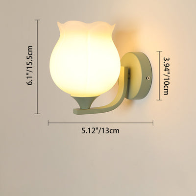 Contemporary Creative Cylinder Flower Iron Glass Shade 1-Light Wall Sconce Lamp For Living Room