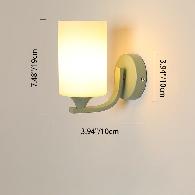 Contemporary Creative Cylinder Flower Iron Glass Shade 1-Light Wall Sconce Lamp For Living Room