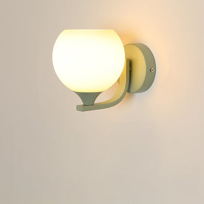 Contemporary Creative Cylinder Flower Iron Glass Shade 1-Light Wall Sconce Lamp For Living Room
