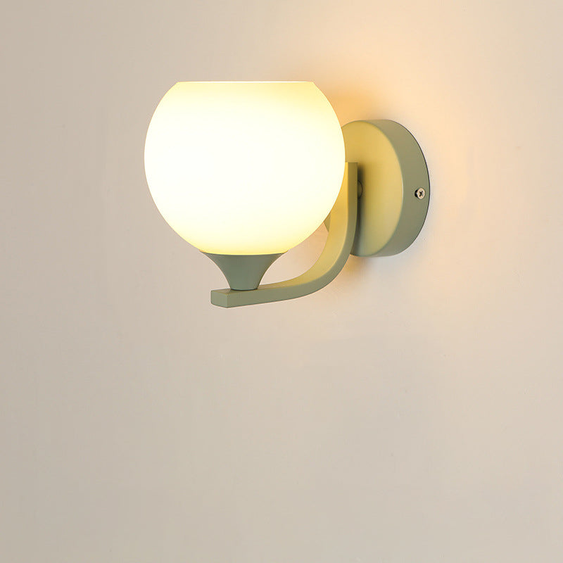 Contemporary Creative Cylinder Flower Iron Glass Shade 1-Light Wall Sconce Lamp For Living Room